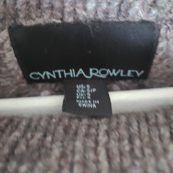 CYNTHIA ROWLEY Lambswool Blend Brown knit Long Sleeve Sweater Size SM - Picture 3 of 5
